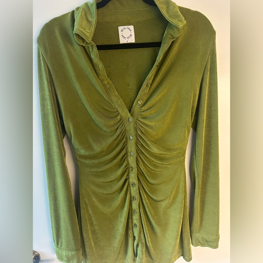 Green With Jean long sleeve mini dress
